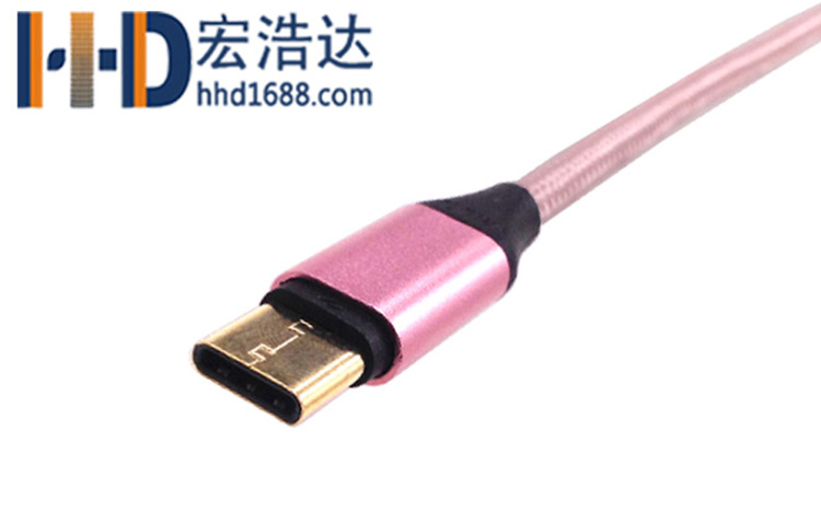 宏浩達數據線廠家鍍金樂視數據線，鋁合金編織華為閃充USB type-c快充數據線工廠專業定制